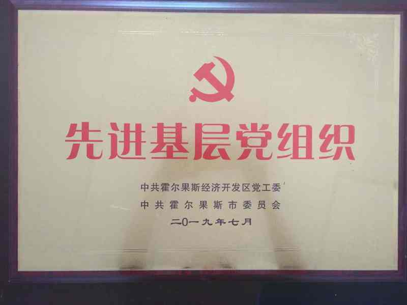 霍尔果斯荣泰保安公司党支部被授予“先进基层党组织”荣誉称号